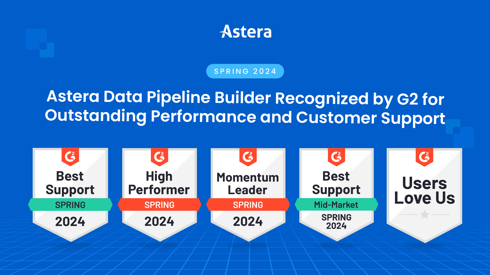 Astera Data Pipeline Builder recognized by G2 for outstanding performance and support